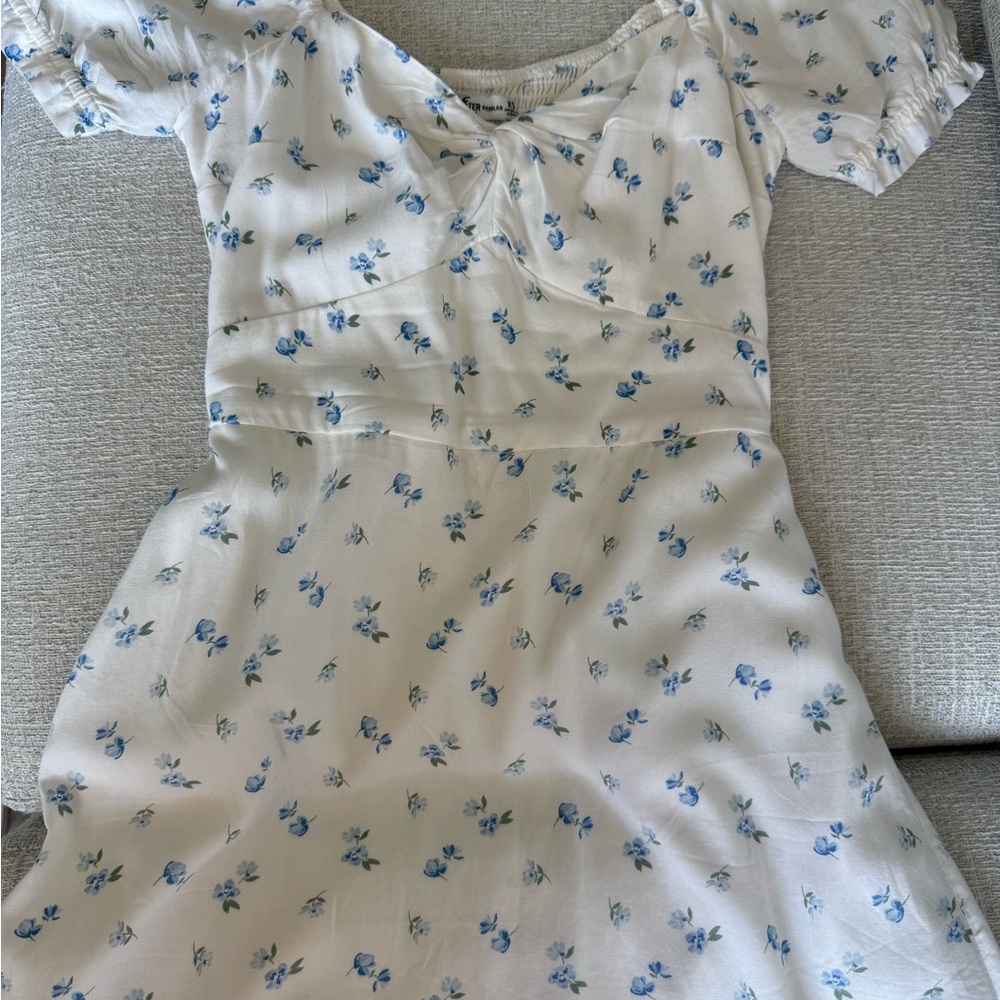 Hollister Cream Dress with Blue Floral Pattern